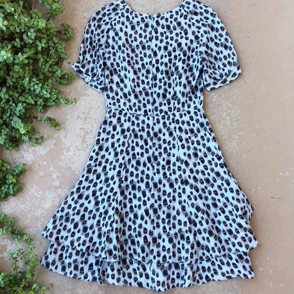 Reiss Blue Leopard Animal Spot Mini Dress - Picture 3 of 5